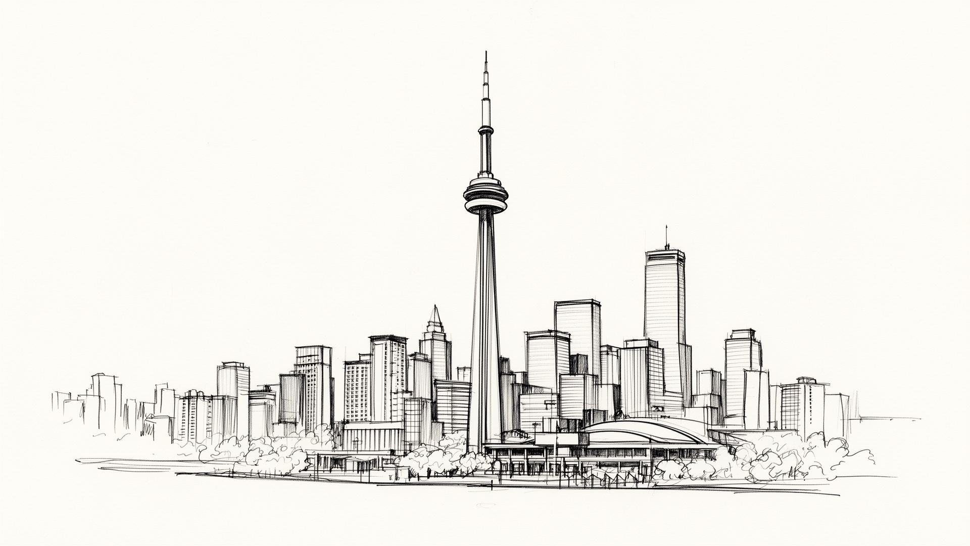 Hand-drawn sketch of the Toronto skyline